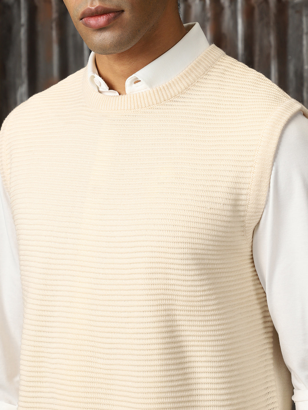 Men Knitted Acrylic Relaxed Fit  Round neck Sleeveless Sweaters