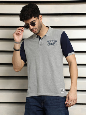 Applique Polo Collar Short Sleeves Cotton Regular T-shirt