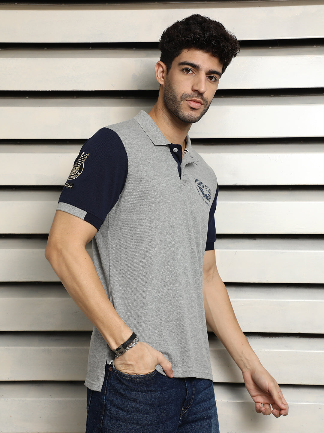 Applique Polo Collar Short Sleeves Cotton Regular T-shirt