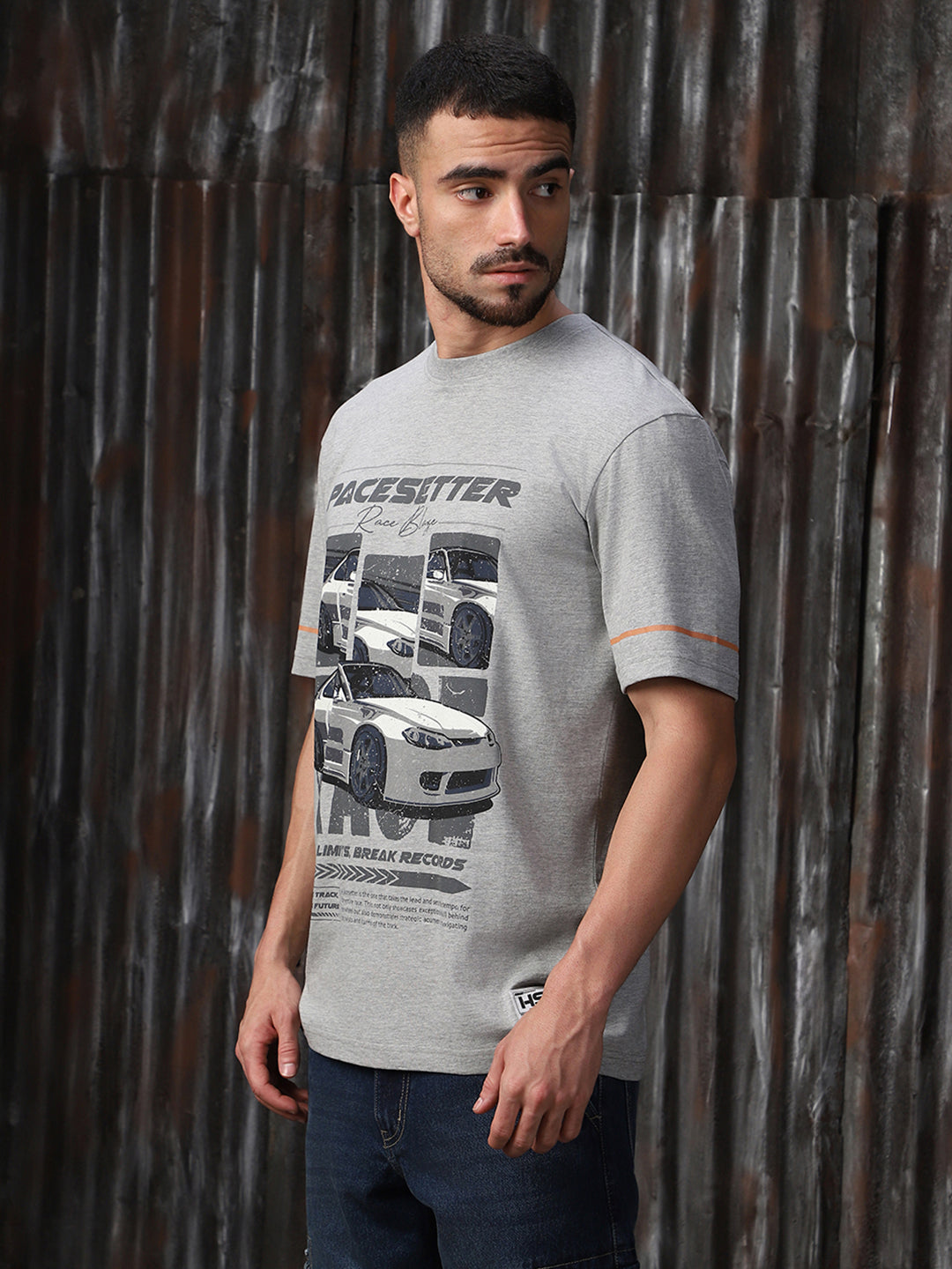 High Star Men Moto Racer Graphic Printed relaxed fit T-shirt