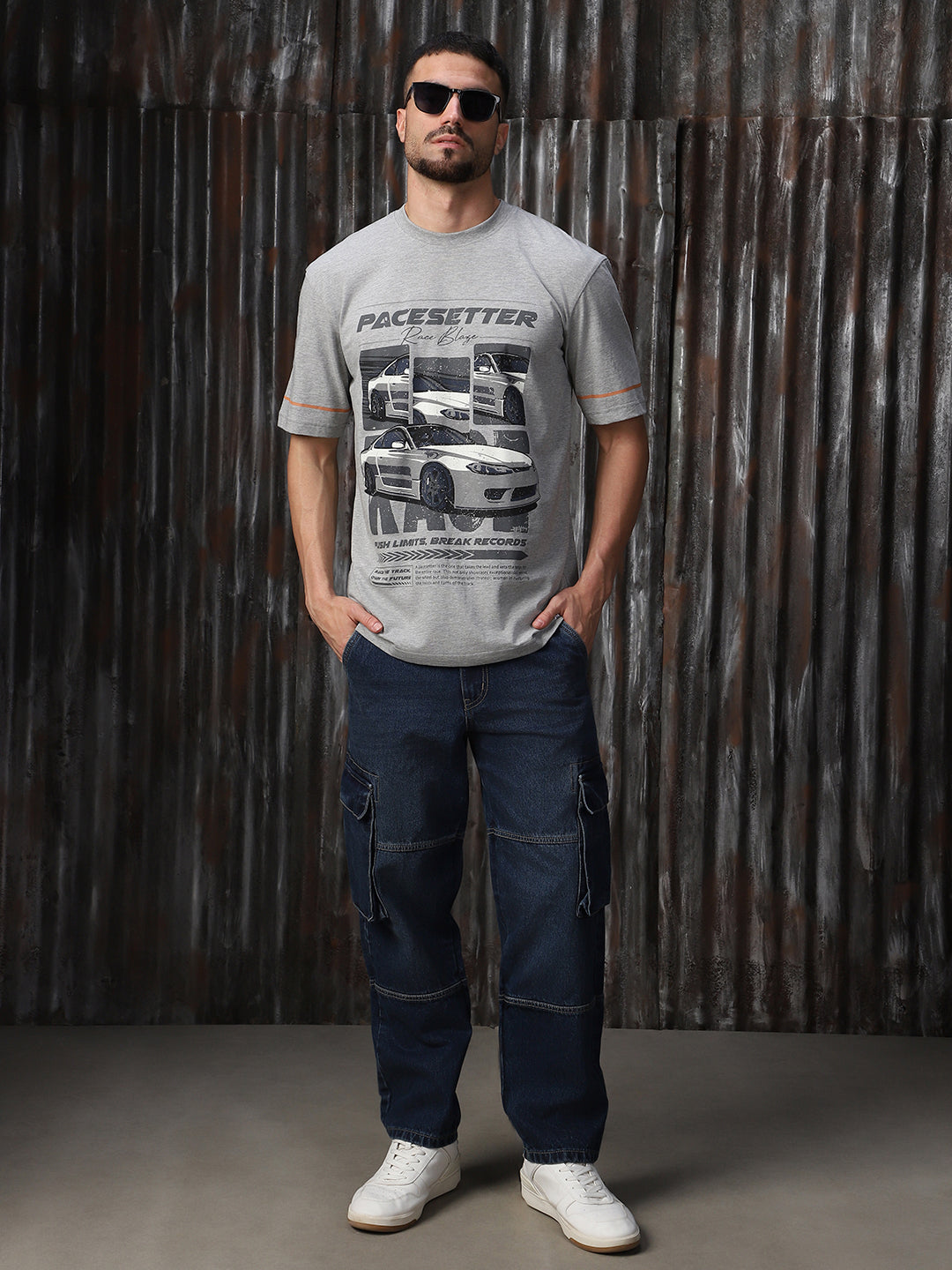 High Star Men Moto Racer Graphic Printed relaxed fit T-shirt