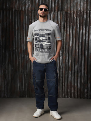 High Star Men Moto Racer Graphic Printed relaxed fit T-shirt