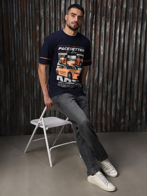 High Star Men Moto Racer Graphic Printed relaxed fit T-shirt