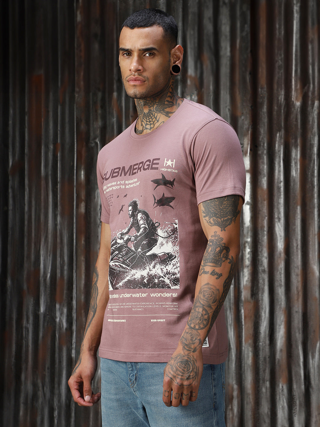 Men Printed Cotton Regular Fit  Round neck Short Sleeve T-Shirts