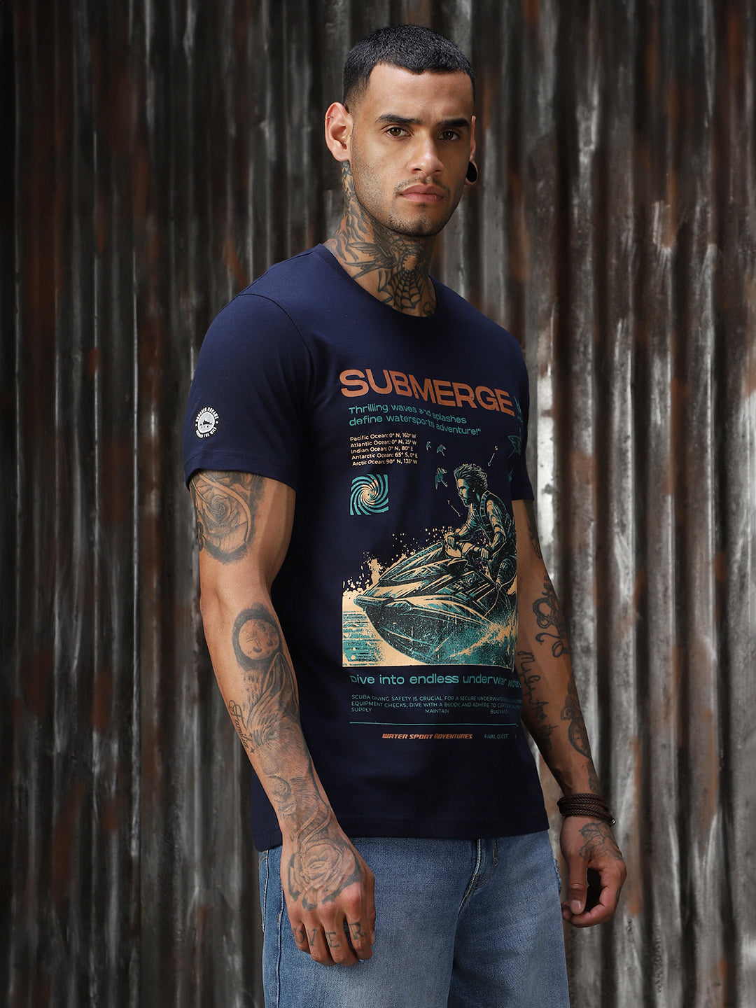 Men Printed Cotton Regular Fit  Round neck Short Sleeve T-Shirts