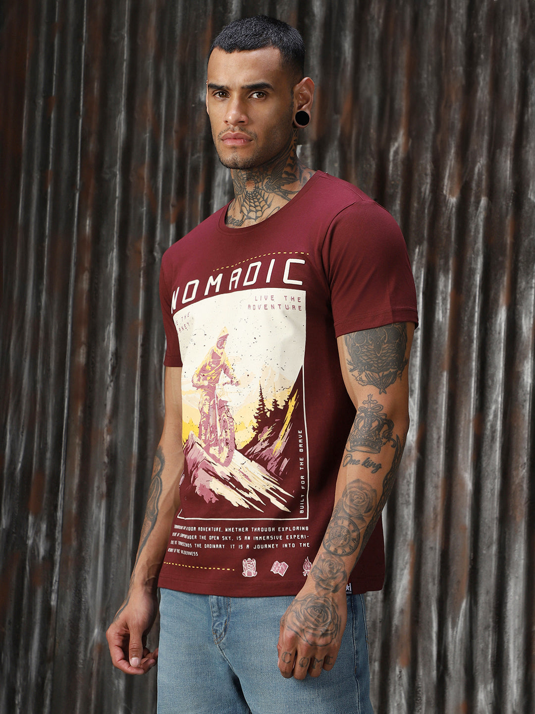 Men Printed Cotton Regular Fit  Round neck Short Sleeve T-Shirts