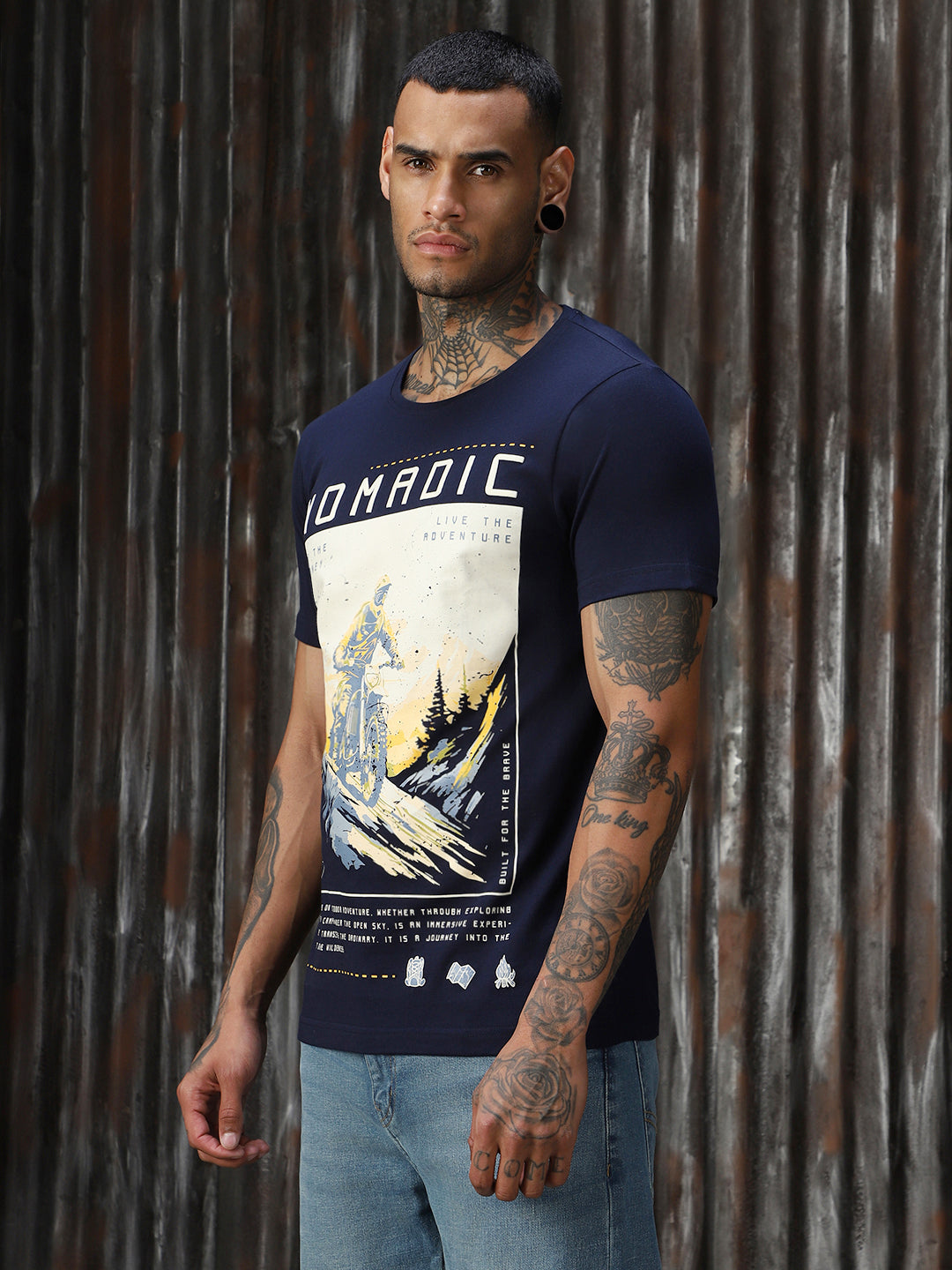 Men Printed Cotton Regular Fit  Round neck Short Sleeve T-Shirts