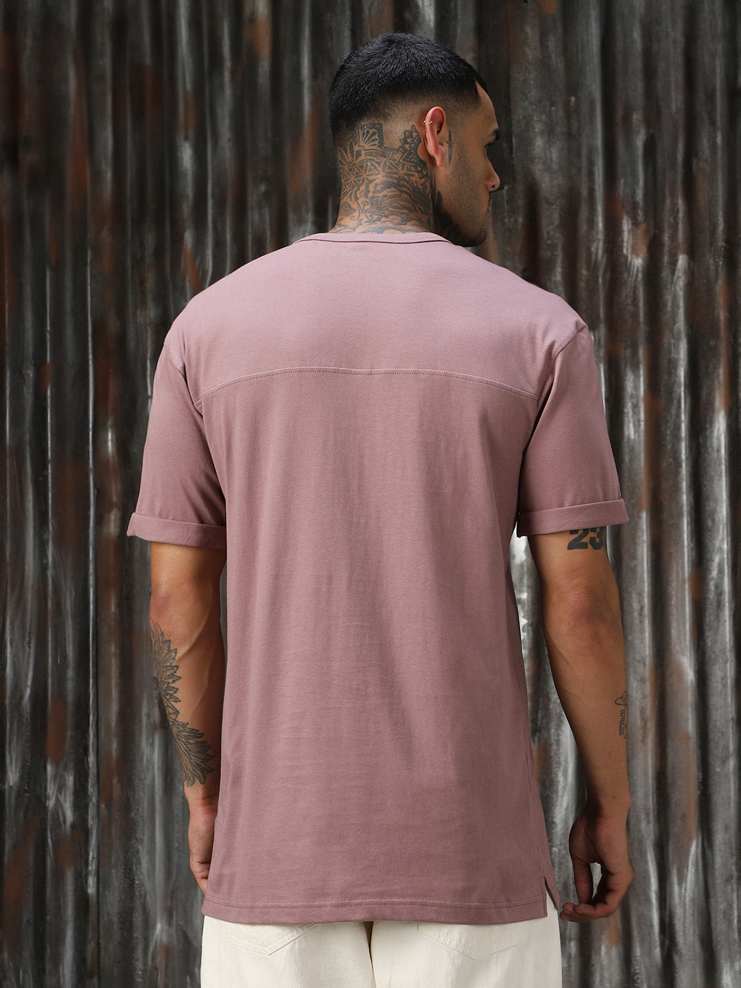 Men Solid Cotton Relaxed Fit  Round neck Short Sleeve T-Shirts