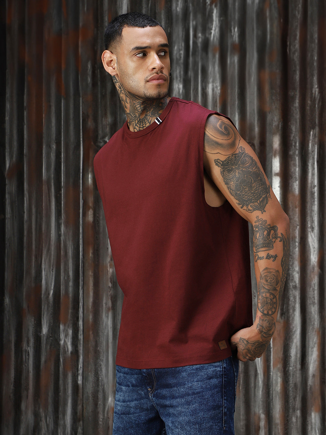 Men Solid Cotton Relaxed Fit  Round neck Sleeveless T-Shirts