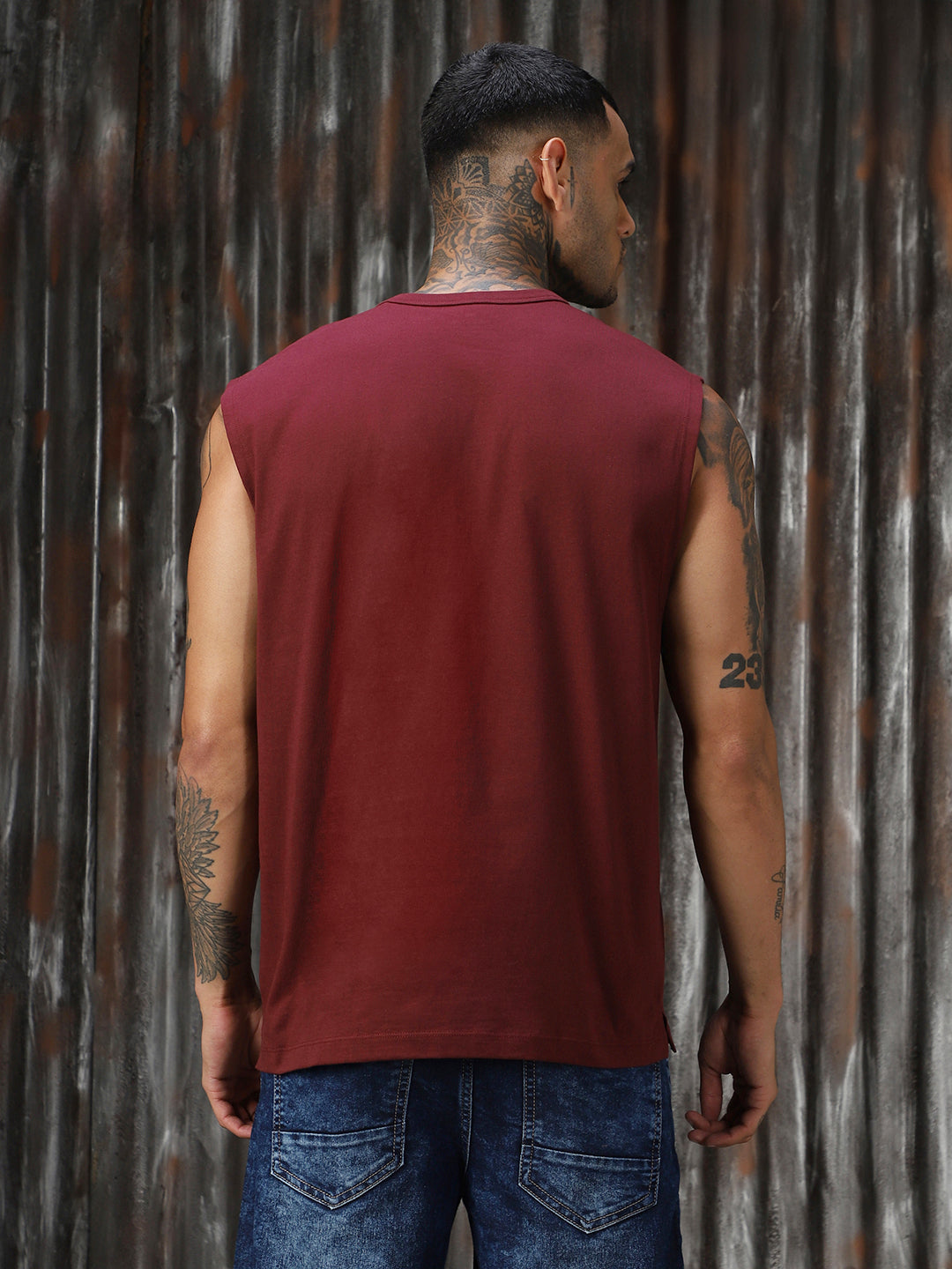 Men Solid Cotton Relaxed Fit  Round neck Sleeveless T-Shirts