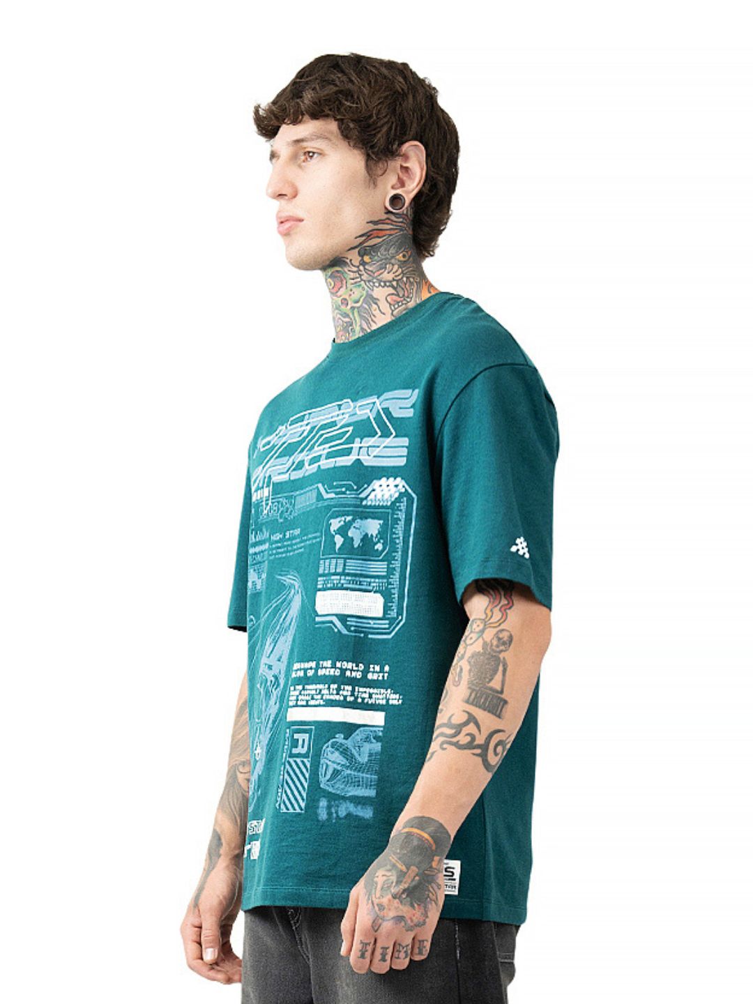 High Star Men Oversized Printed round neck short sleeve T-shirt