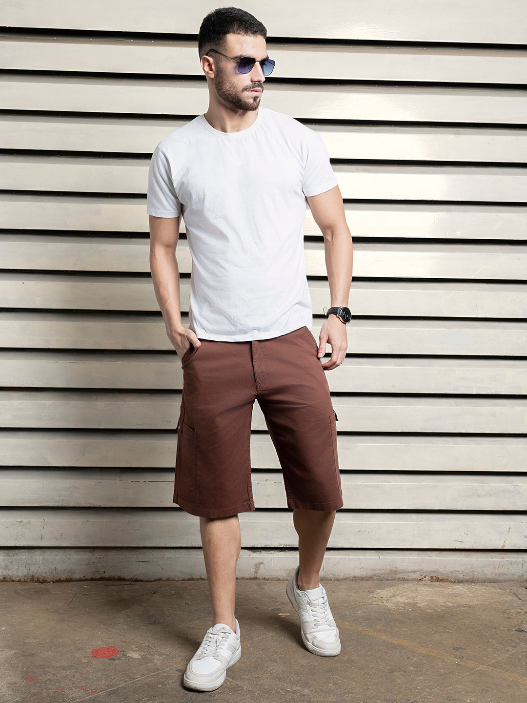 Men Cotton Relaxed Fit Mid-Rise Casual Casual Shorts