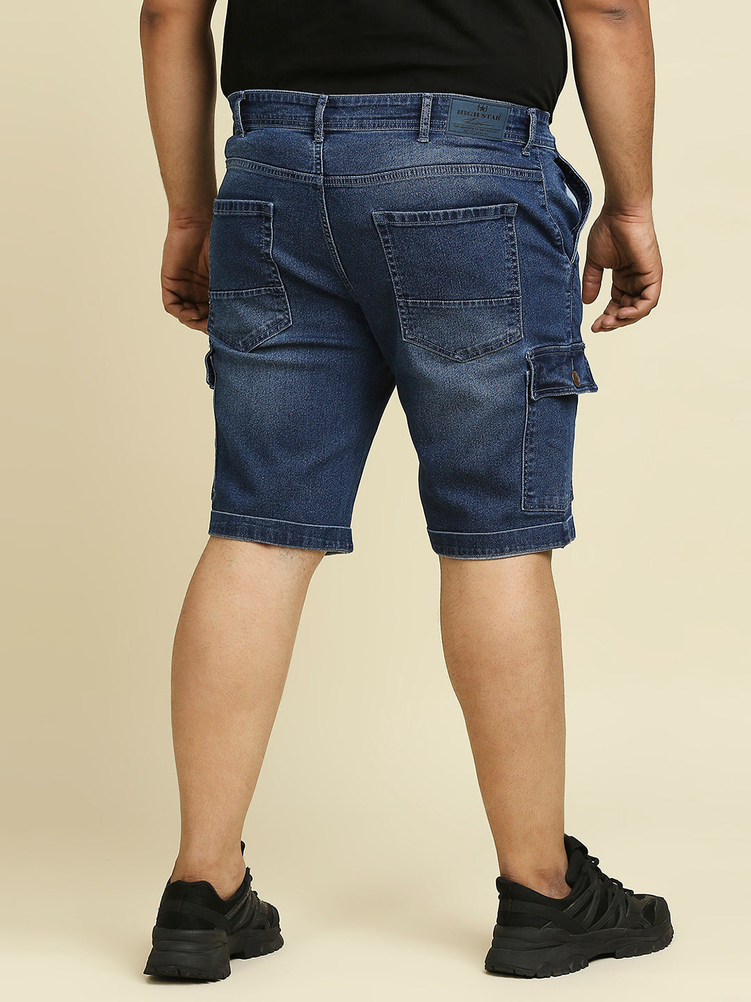 Men Plus Size Blue Washed Slim Fit Denim Shorts