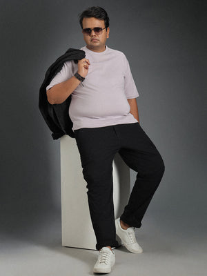 Plus Size Men Relaxed Straight Leg Mid-Rise Slim Fit Cargos Trousers