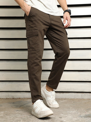 Men Slim Fit Mid-Rise Easy Wash Chinos Trousers