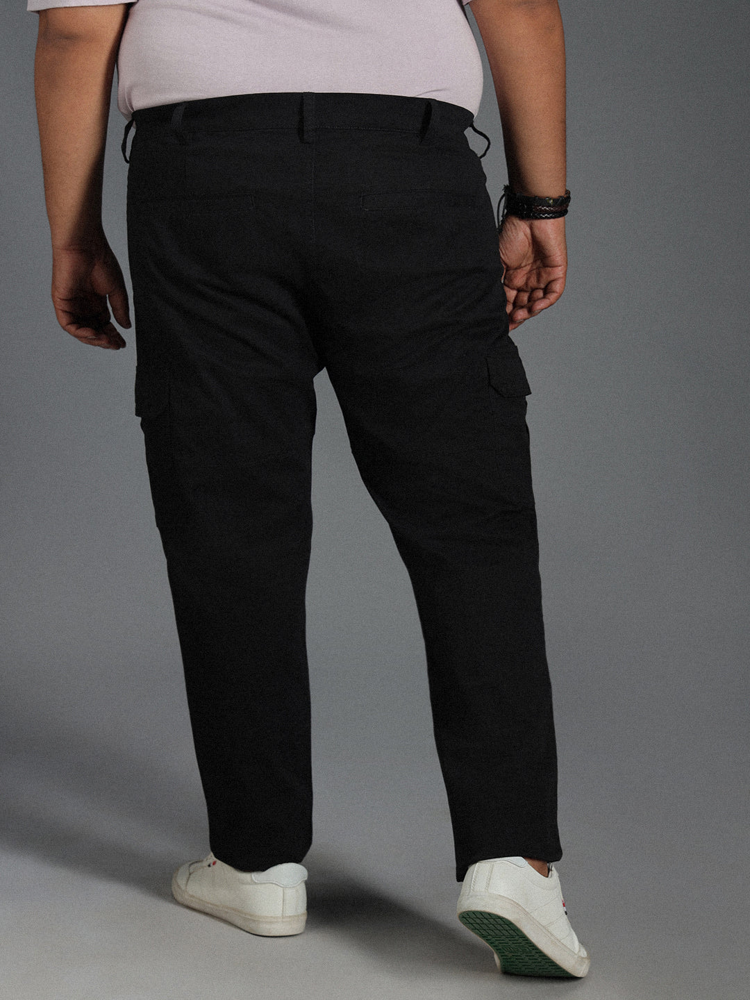 Plus Size Men Relaxed Straight Leg Cotton Cargos Trousers