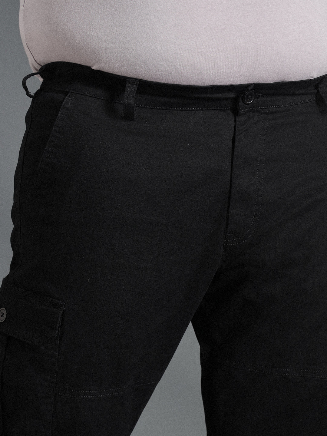 Plus Size Men Relaxed Straight Leg Cotton Cargos Trousers