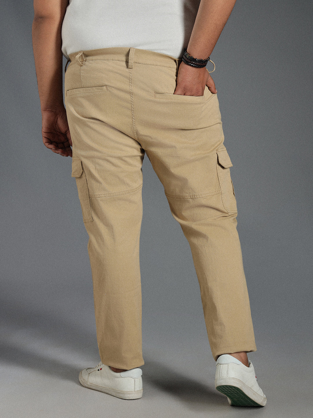 Plus Size Men Relaxed Straight Leg Cotton Cargos Trousers