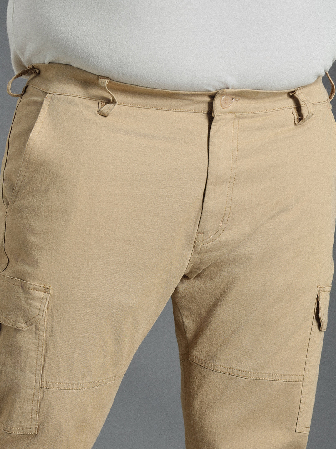 Plus Size Men Relaxed Straight Leg Cotton Cargos Trousers