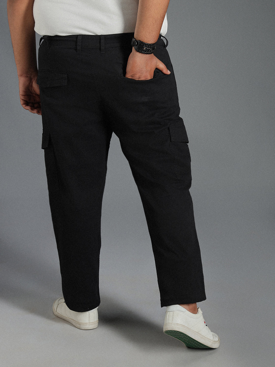 Plus Size Men Relaxed Straight Leg Straight Fit Cotton Cargos Trousers