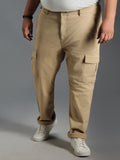 Plus Size Men Relaxed Straight Leg Straight Fit Cotton Cargos Trousers