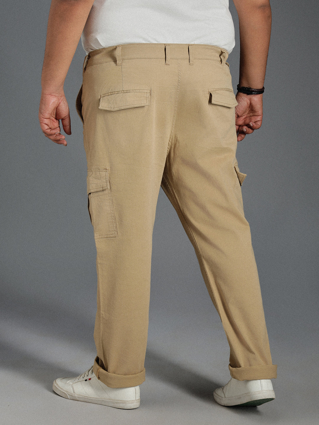 Plus Size Men Relaxed Straight Leg Straight Fit Cotton Cargos Trousers