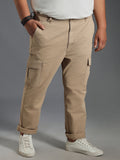 Plus Size Men Relaxed Straight Leg Straight Fit Cotton Cargos Trousers