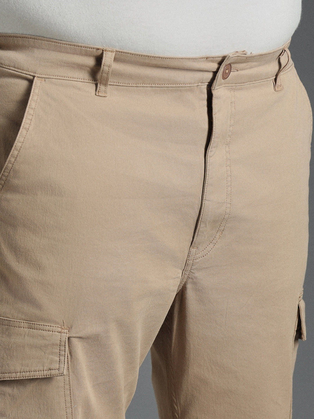 Plus Size Men Relaxed Straight Leg Straight Fit Cotton Cargos Trousers