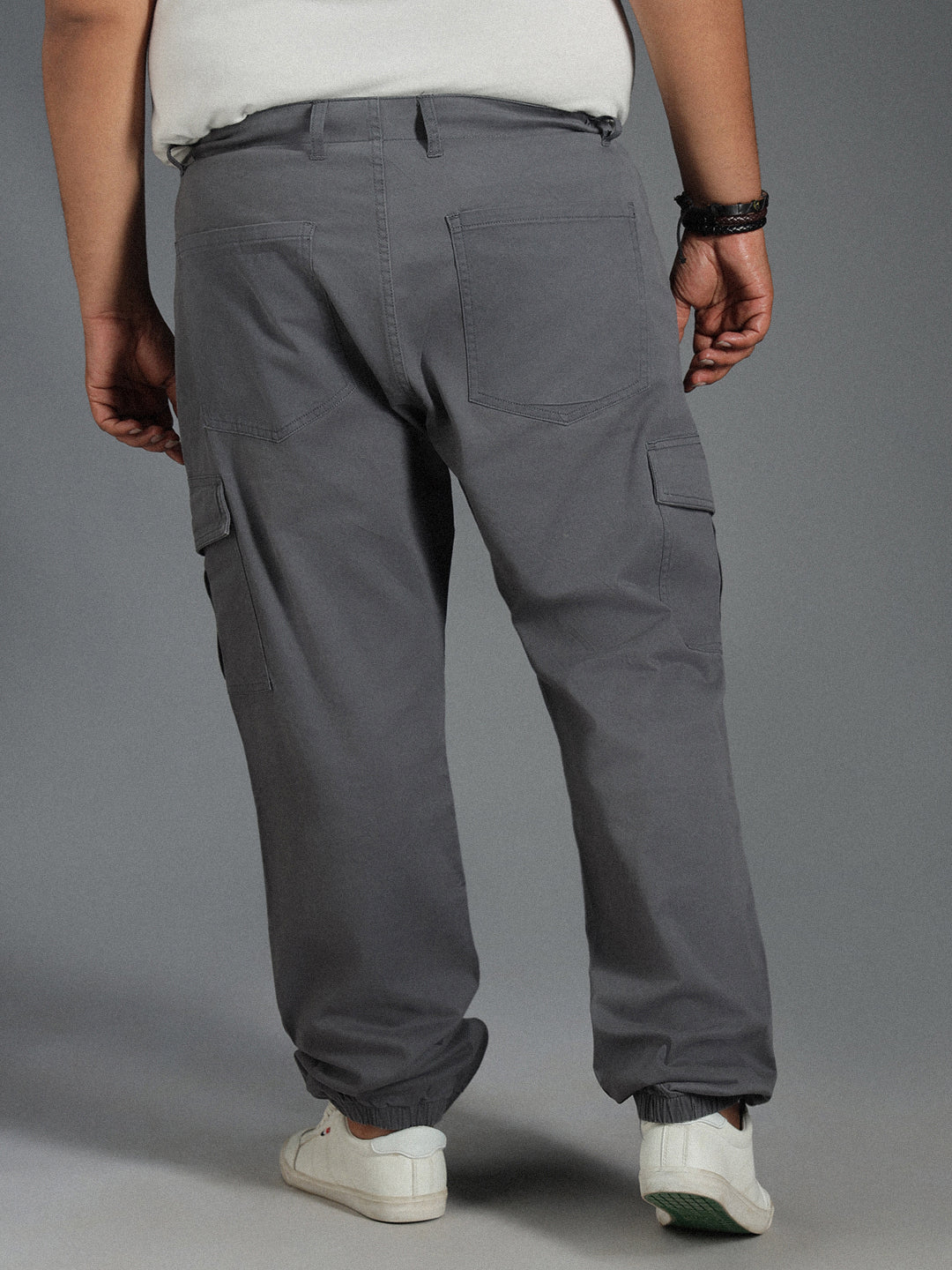 Plus Size Men Relaxed Straight Fit Cotton Cargos Trousers