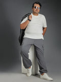 Plus Size Men Relaxed Straight Fit Cotton Cargos Trousers