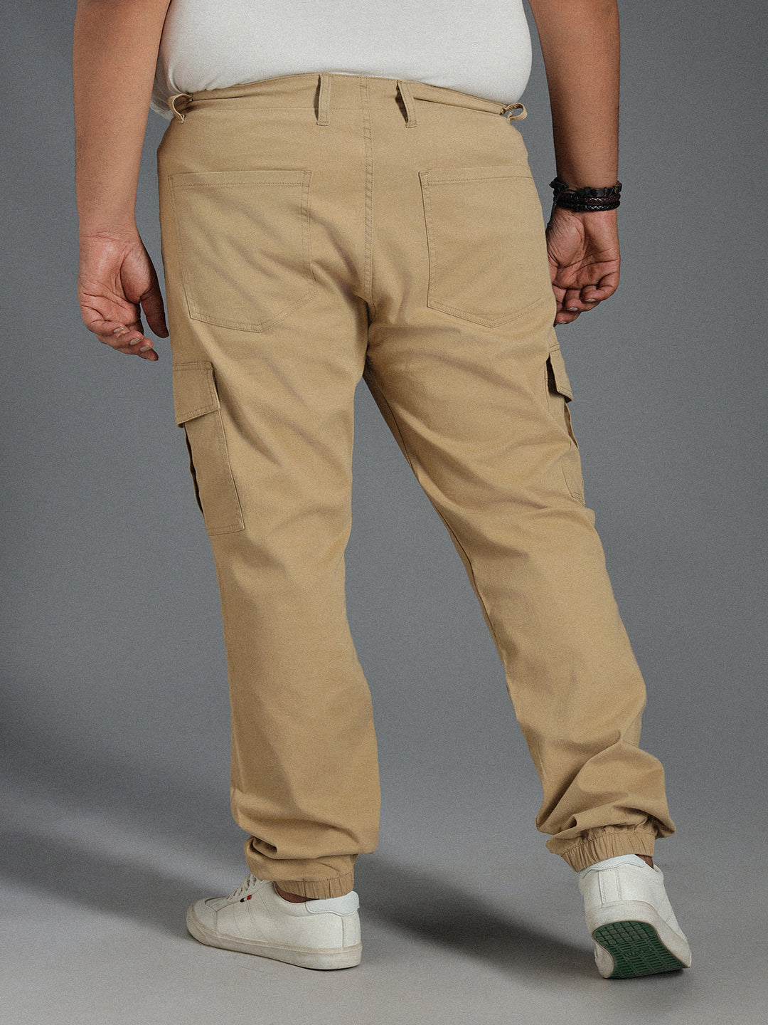 Plus Size Men Relaxed Straight Fit Cotton Cargos Trousers