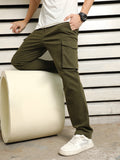 Men Loose Fit Mid-Rise Easy Wash Cotton Cargos Trousers