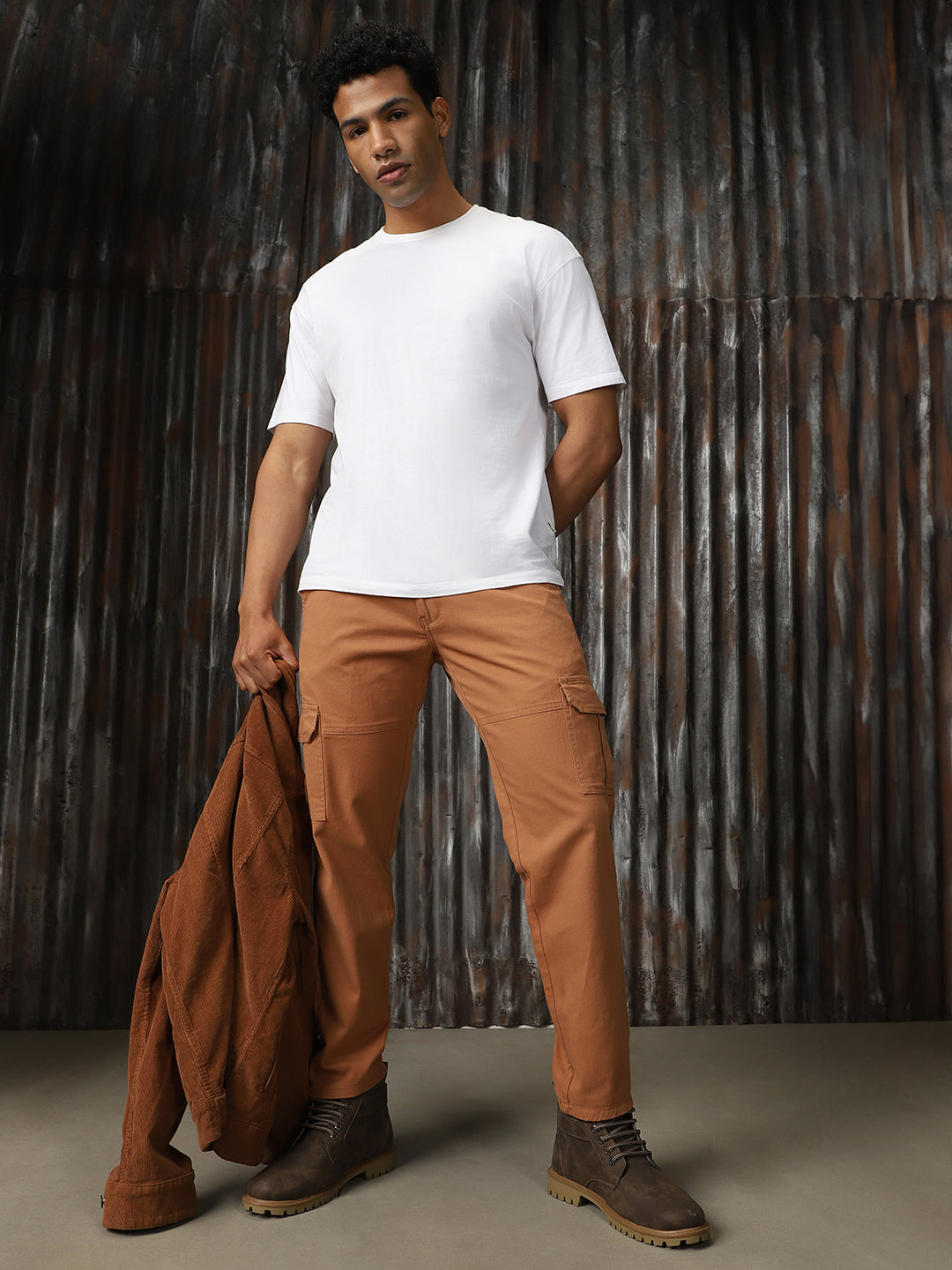 Men Solid Cotton Relaxed Fit Mid-rise   Trouser