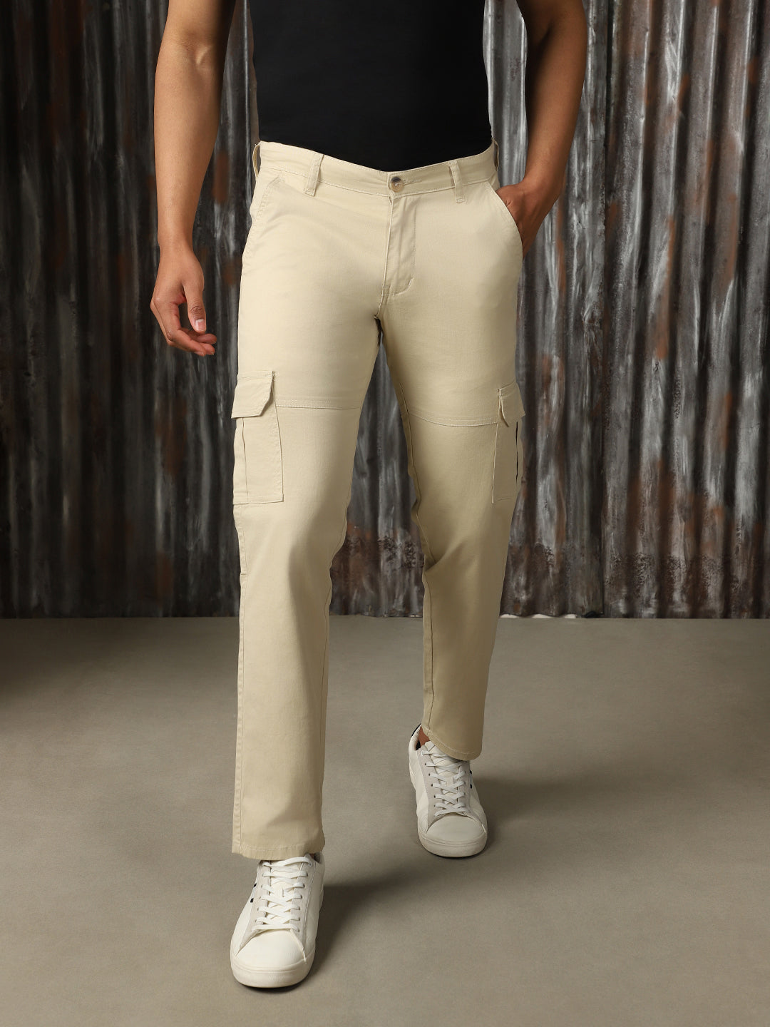 Men Solid Cotton Relaxed Fit Mid-rise   Trouser