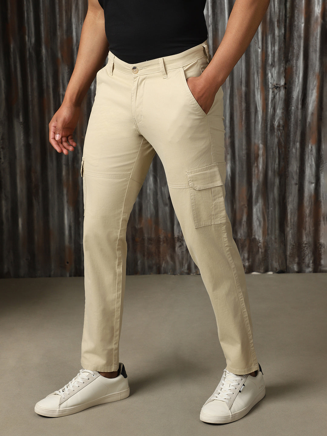 Men Solid Cotton Relaxed Fit Mid-rise   Trouser