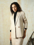 High Star Women Solid Longline length Oversized Notch Lapel Collar Full Sleeve Blazer