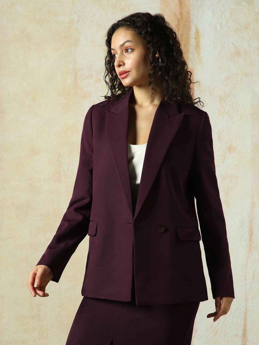 High Star Women Solid Longline length Oversized Notch Lapel Collar Full Sleeve Blazer