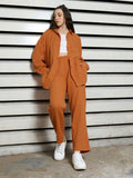 Women Casual Long Sleeves Solid Co-ords Set