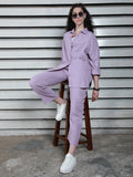 Long Sleeves Pure Cotton Shirt With Trousers