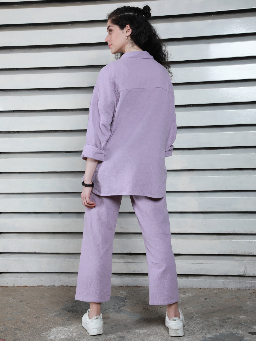 Long Sleeves Pure Cotton Shirt With Trousers