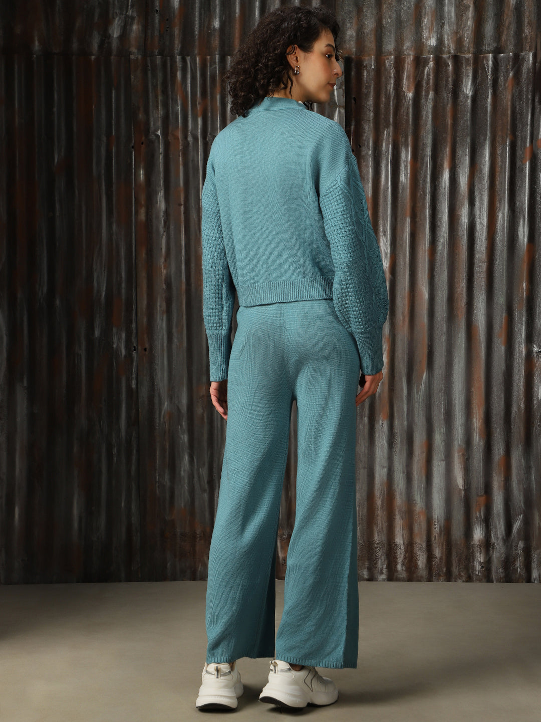 High Star Cable Knit Acrylic Sweater cardigan & Trouser Co-Ords