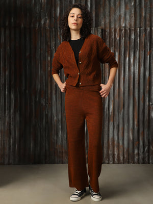 High Star Cable Knit Acrylic Sweater cardigan & Trouser Co-Ords