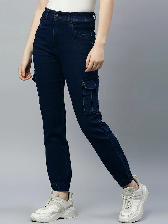 Women Blue Jogger High-Rise Stretchable Jeans