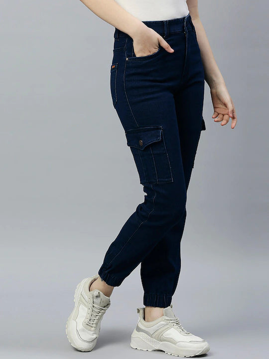 Women Blue Jogger High-Rise Stretchable Jeans