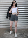 Women Cotton Mid-Rise Denim Shorts