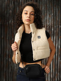 High Star Women Lightweight Crop Bomber sleeveless with Badge Jacket