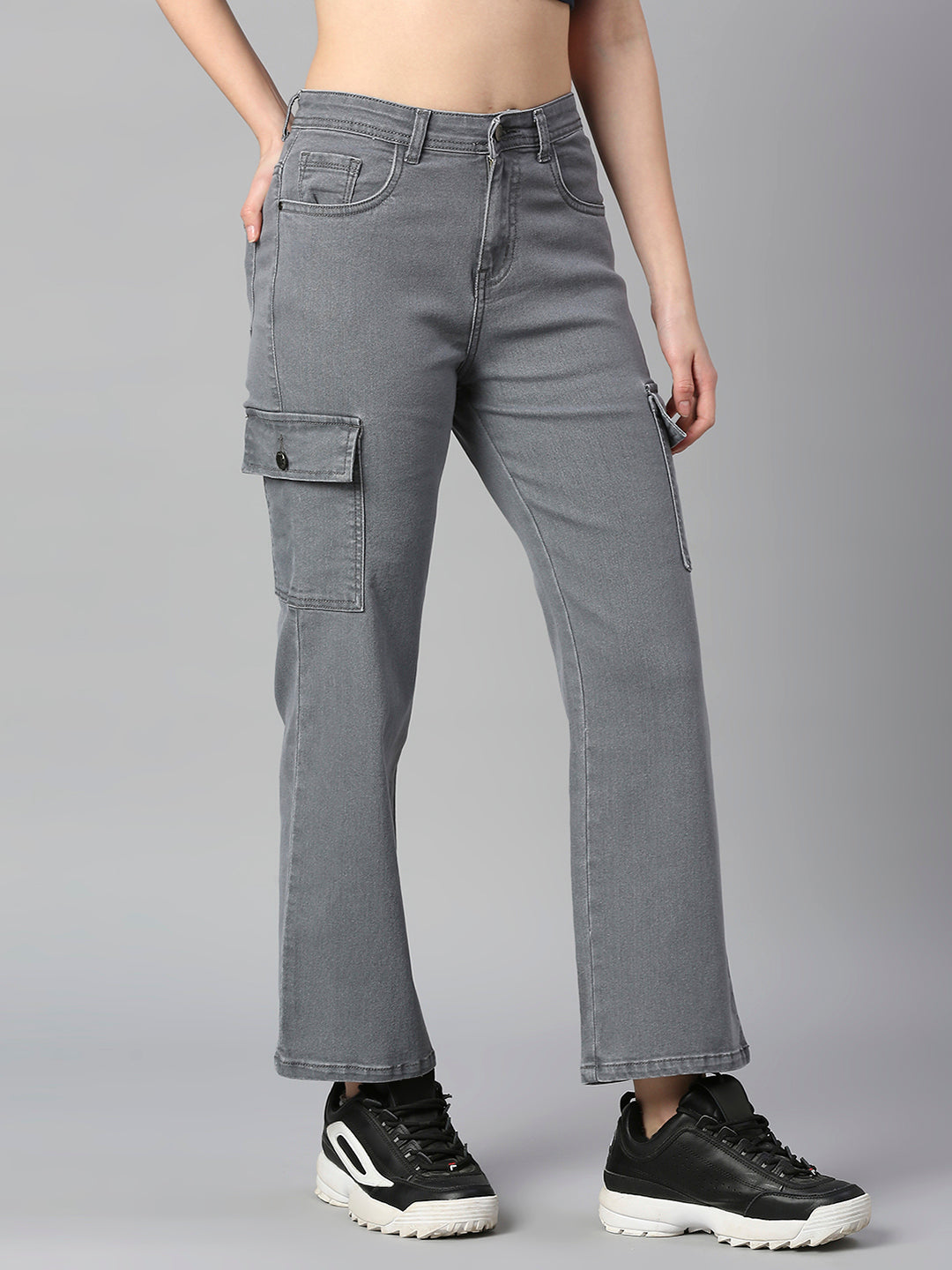 Women Grey Straight Fit High-Rise Stretchable Jeans