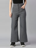 Women Grey Wide Leg High-Rise Stretchable Jeans