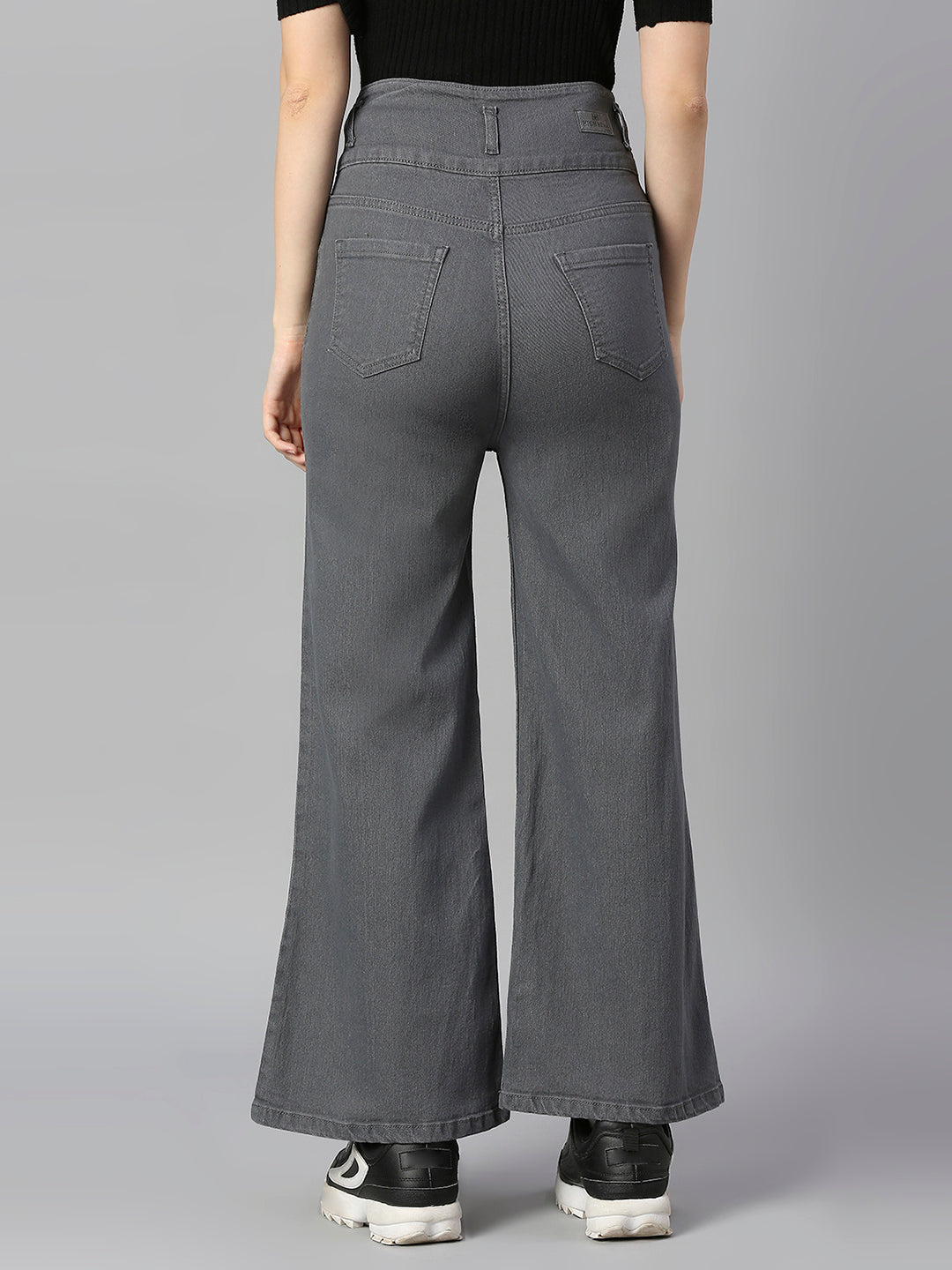 Women Grey Wide Leg High-Rise Stretchable Jeans