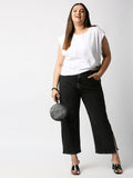 Women Plus Size Black Wide Leg High-Rise Stretchable Jeans